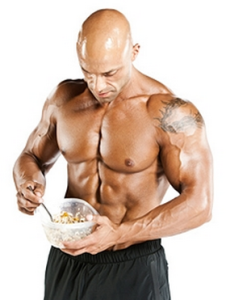 Bodybuilder eating